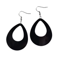 Minimalist black fluorescent water drop acrylic earrings with silver hooks for women - Black