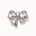 Ciondolo a fiocco con cuore in cristallo rosa e lega d'argento per gioielli DIY - Zirconia Rosa Base Argentata