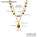 Detailed size specifications for double-layer tiger eye stone necklace with gold titanium chain - Gold Double Layered Necklace (Detachable)