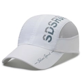 White quick-dry sports baseball cap with breathable mesh and Sdsui Sport logo - White / Adjustable