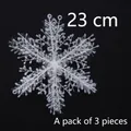 Set of 3 white snowflake ornaments with a 23cm diameter and a crystalline structure - 22cm Snowflakes (3pcs/pack)