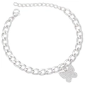 Dettaglio del bracciale con ciondolo a farfalla in argento e zirconi micro-incastonati - Farfalla Argentata