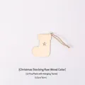 Set of 10 wooden Christmas stocking ornaments with stars, 5.5x8cm natural wood DIY tags - Large Raw Wood Christmas Sock 10PCS