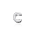 Orecchino a perno in metallo argento lucido a forma di lettera C finitura liscia - Lettera C Argento (Senza Catena)