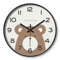 Silent 12-inch wall clock with a black frame and cute brown bear cartoon dial design - Dial D Black Frame