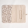 Detail of baby cotton crib organizer with leopard print and tissue dispenser pocket - Leopard Print + Solid Color