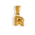 Detailed macro shot of a 3D bubble style letter R pendant in 18K gold-plated stainless steel - Letter R - Gold