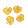 Translucent yellow heart charms with silver loops for DIY jewelry making set of four - Acrylic Yellow (10pcs/pack)
