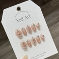 Handmade pink gradient press-on nails with luxury rhinestones and pearl embellishments - XS / 941 Blush Cat Eye Short Coffin