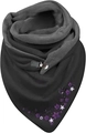 Fleece-lined neck gaiter with purple flower and butterfly print, featuring silver metal clip - 28-Purple Flowers Butterfly
