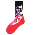 Chaussettes artistiques en coton avec imprimé surréaliste rouge et noir style peinture - Taille unique / Motif 14/Art abstrait