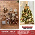 Champagne and brown Christmas tree decoration set with 22 pieces and LED lights for 60cm tree - Champagne & Coffee (22 Pieces)