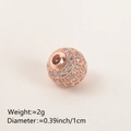Rose gold copper round bead pave set with clear zircon stones for DIY jewelry making - 10MM White Zirconia Rose Gold Plated