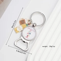 Letter bottle opener keychain with beer mug charm and floral time gem decoration - Letter T