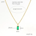 Goldene Titanstahl-Halskette mit rechteckigem Smaragd-Zirkon und PVD 14K Gold-Beschichtung - Halskette / Gold/Dunkelgrün