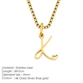 Elegant gold plated stainless steel initial K pendant necklace with box chain jewelry - Letter K / 38+5cm / Gold