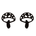 Minimalist black mushroom stud earrings in stainless steel with a cutout dot design - 431 Mushroom / Black