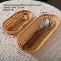 2-piece set of handmade woven rattan towel trays in small and large sizes for home decor - Rattan Oval Towel Tray 2-Piece Set