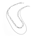 Hip-hop punk silver double-layer eyewear chain with large paperclip and link chain design - Silver