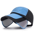 Blue and black outdoor fishing hat with mesh panels and side sun shields for UV protection - Adjustable / Sapphire Blue