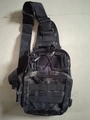 Tactical black camouflage nylon chest bag with MOLLE webbing system and adjustable shoulder strap - Black CP Camouflage