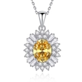 Collana in argento S925 con gemma ovale gialla e contorno di diamanti bianchi - Argento 925 / Giallo Oca