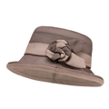 Elegante cappello estivo da donna a cloche con fiore di nastro marrone scuro - caffè