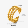 Anillo ajustable de acero inoxidable dorado con diseño de tres filas de cuentas - Dorado