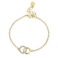 Bracelet double cercle plaqué or minimaliste avec zircons brillants sur fond blanc - Cuivre Plaqué Or Véritable 18K / Doré