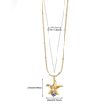 Detailansicht der goldenen Seestern-Halskette mit Perle, blauem Stein und MaBangaben - Seestern mit Blauem Stein (N07199G-3) / Gold