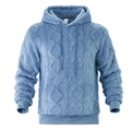 Blue men's oversized fleece hoodie featuring textured diamond pattern and drawstring hood - Light Blue