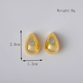 Gold hollow teardrop earrings with sparkling zircon inlay measuring 2.0cm x 1.3cm - Water Drop Pearl Gold