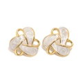 316L stainless steel triangle clover earrings with white enamel marble finish - Gold + White