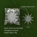 Clear acrylic sun snowflake ornaments 115mm size in 6-piece pack with silver hanging strings - Sun Snowflake / 115mm