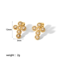 Detailed size chart of gold cross earrings featuring dimensions 12mm by 3mm and weight 2g - Zircon Cross Design (TE6234-2)