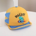 Dettaglio cappello sole neonato con stampa dinosauro razzo e rete blu traspirante - 48cm 6-20 mesi / Giallo