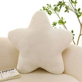 Close-up of beige star plush pillow made of soft fabric on a cozy sofa setting - 30cm-125g / White