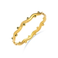 Elegante bracciale ondulato in acciaio al titanio dorato con pietre verdi - Oro/Zirconia Verde
