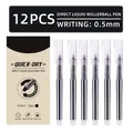 Pack of 12 black 0.5mm liquid ink rollerball pens with fast-drying transparent barrels - 12-Piece Boxed / Black