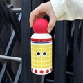 350ml 316 stainless steel cute cartoon water bottle with red ball cap and eye pattern - 350ml / Red Spherical Lid / Yellow Eye Design