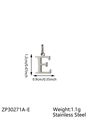 Titanium steel gold letter E pendant with dimensions and weight measurements shown - Letter-E / Steel