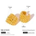 Details zu Maßen der goldenen Edelstahl C-Clip-Ohrringe mit Blasenstruktur, wasserfest - Blasentextur Gold (NB-E1635)
