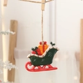 Resin Christmas tree ornament featuring a vintage green sleigh filled with gift boxes - Sleigh