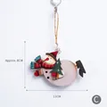 Vintage wooden snowman ornament with red hat and green tree for Christmas tree decoration - Style C/Snowman with Xmas Tree