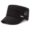 Zwarte cadet pet voor heren met ademend mesh en messing merkdetail - Zwart