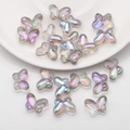 Detailed macro view of 10x14mm iridescent glass butterfly beads for DIY jewelry making - Phantom Purple