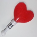Red heart glow stick with glitter fill and white ergonomic handle with on-off switch - Heart / Red
