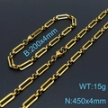 Conjunto de cadena clip en acero de titanio dorado con collar de 450mm y pulsera de 200mm - Collar 45cm + Pulsera 20cm / Dorado (KS139400-Z)