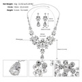 Parure de bijoux de mariée en argent avec collier floral et boucles d'oreilles en strass - Argent Ns-j6481s