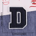 Navy blue embroidered letter D patch with white felt border and 5.5cm height dimension - Letter D / Navy Blue